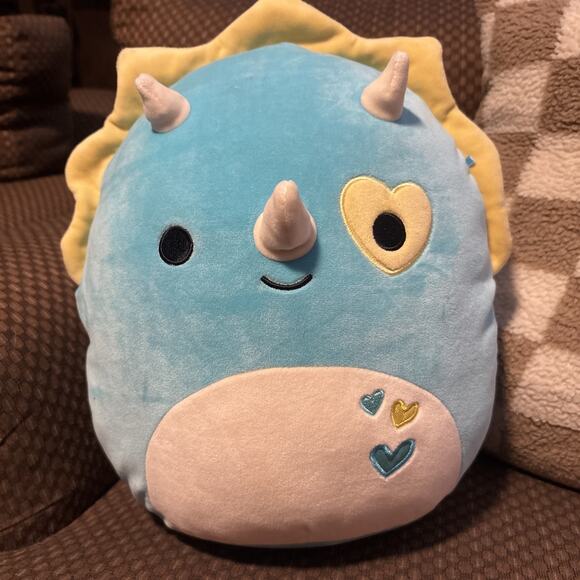 11 Inch Blue Triceratops Dinosaur Squishmallow With Hearts - Picture 1 of 5